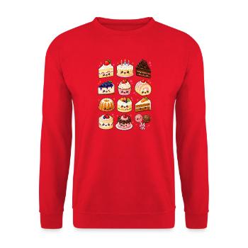 Kawaii Kuchen | Torten & Desserts - Unisex Pullover - Rot - Vorne - Alina (178cm) & Michal (187cm)