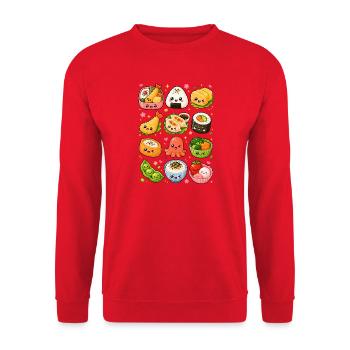 Kawaii Japanisches Essen | Bento & Sushi - Unisex Pullover - Rot - Vorne - Alina (178cm) & Michal (187cm)