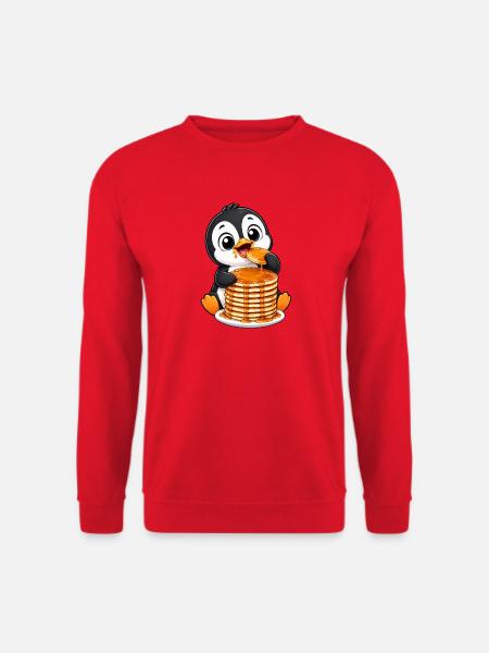 Pinguin Pancakes Lustiger Cartoon - Unisex Pullover - Rot