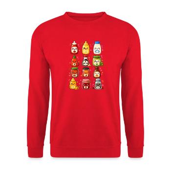 Kawaii Saucen | Würzen & Kochen - Unisex Pullover - Rot - Vorne - Alina (178cm) & Michal (187cm)