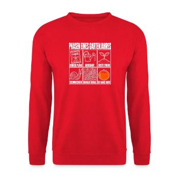 Phasen eines Gartenjahres Gärtner Gärtnerin Herren - Unisex Pullover - Rot - Vorne - Alina (178cm) & Michal (187cm)