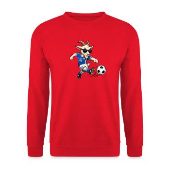 G.O.A.T. Fußballziege - Unisex Pullover - Rot - Vorne - Alina (178cm) & Michal (187cm)