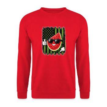 Wassermelone USA Amerikanische Flagge Sonnenbrille - Unisex Pullover - Rot - Vorne - Alina (178cm) & Michal (187cm)