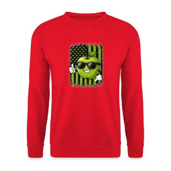  Grüner Apfel USA Amerikanische Flagge  - Unisex Pullover - Rot - Vorne - Alina (178cm) & Michal (187cm)