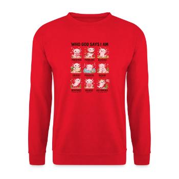  Von Wem Gott Sagt, Dass Ich Ein Elefant Bin? - Unisex Pullover - Rot - Vorne - Alina (178cm) & Michal (187cm)
