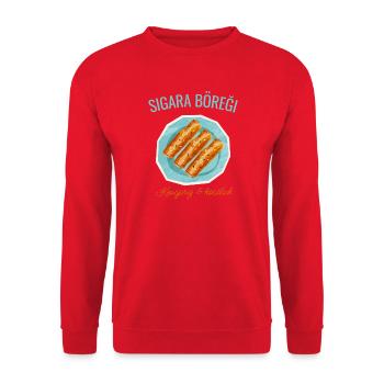 Sigara Böreği – Knusprig & köstlich - Unisex Pullover - Rot - Vorne - Alina (178cm) & Michal (187cm)