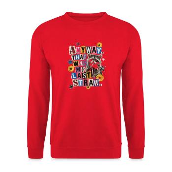 Letzter Strohhalm Raccoon Collage - Unisex Pullover - Rot - Vorne - Alina (178cm) & Michal (187cm)