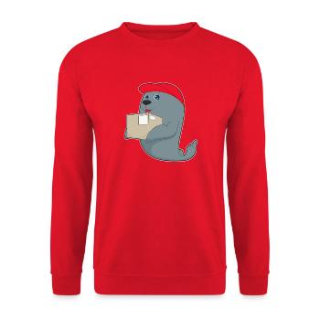 Seehund Karton - Unisex Pullover - Rot - Vorne - Alina (178cm) & Michal (187cm)