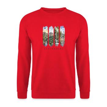 Luxemburg Travel – Altstadt & Festung Motiv - Unisex Pullover - Rot - Vorne - Alina (178cm) & Michal (187cm)