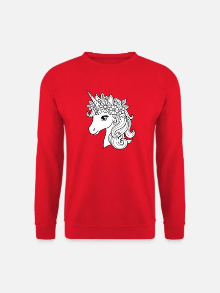 Blumenkrönendes Einhorn - Unisex Pullover - Rot