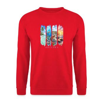 Okinawa Travel – Japan Strand & Natur Motiv - Unisex Pullover - Rot - Vorne - Alina (178cm) & Michal (187cm)