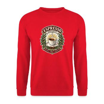 Espresso Society – Piccolo, Forte, Perfetto - Unisex Pullover - Rot - Vorne - Alina (178cm) & Michal (187cm)