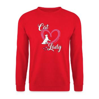Cat Lady Katzenhalterin Katzenbesitzerin Cat Mom - Unisex Pullover - Rot - Vorne - Alina (178cm) & Michal (187cm)