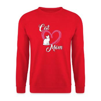 Cat Mom Katzen mama Katzenbesitzerin Katzen Fan - Unisex Pullover - Rot - Vorne - Alina (178cm) & Michal (187cm)