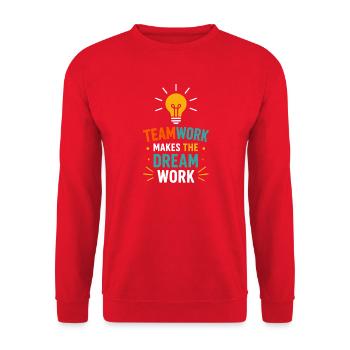 Teamarbeit beleuchtet die Traumarbeit - Unisex Pullover - Rot - Vorne - Alina (178cm) & Michal (187cm)