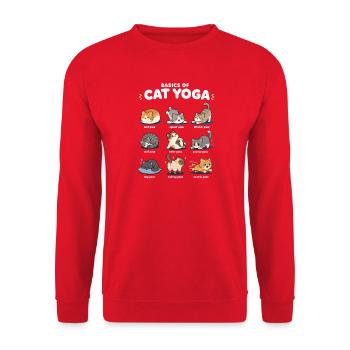  Lustige Yoga-positionen Für Katzen, - Unisex Pullover - Rot - Vorne - Alina (178cm) & Michal (187cm)