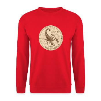 Sternzeichen Skorpion – Vintage-Astrologie - Unisex Pullover - Rot - Vorne - Alina (178cm) & Michal (187cm)