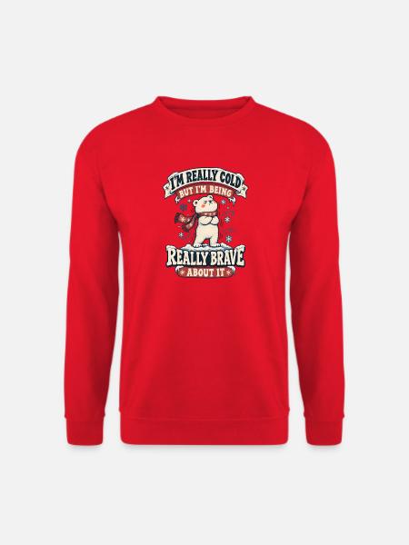 Wirklich Kaltes Mutiges Polarbär-winter-humor - Unisex Pullover - Rot