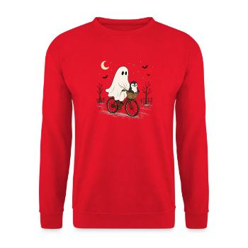 Pinguin-geister-fahrrad Halloween-nachtfahrt - Unisex Pullover - Rot - Vorne - Alina (178cm) & Michal (187cm)