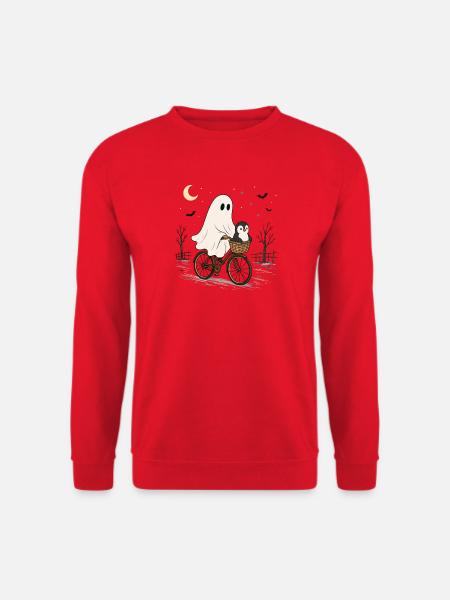 Pinguin-geister-fahrrad Halloween-nachtfahrt - Unisex Pullover - Rot