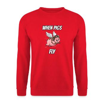 Wenn Schweine fliegen – lustige, wörtliche Idiom-Zeichentrickserie - Unisex Pullover - Rot - Vorne - Alina (178cm) & Michal (187cm)