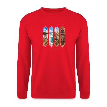 Jemen Travel – Socotra & Architektur Motiv - Unisex Pullover - Rot - Vorne - Alina (178cm) & Michal (187cm)