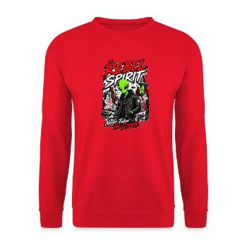 Rebellenverbündeter in Punkleder - Unisex Pullover - Rot - Vorne - Alina (178cm) & Michal (187cm)