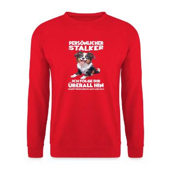 Persönlicher Stalker Border Collie Hundehalter  - Unisex Pullover - Rot - Vorne - Alina (178cm) & Michal (187cm)