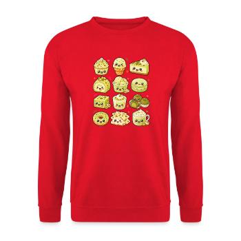 Kawaii Pistazie | Desserts & Süßes - Unisex Pullover - Rot - Vorne - Alina (178cm) & Michal (187cm)