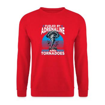 Funny Tornadoes Storms Chasing Meteorology - Unisex Pullover - Rot - Vorne - Alina (178cm) & Michal (187cm)