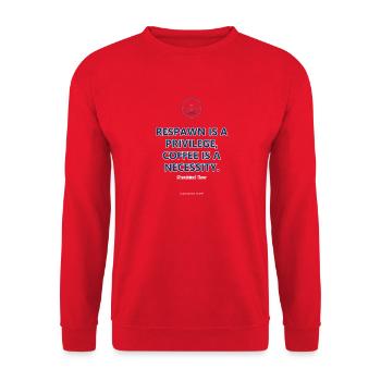 Coffee Is A Necessity · helle Kleidung - Unisex Pullover - Rot - Vorne - Alina (178cm) & Michal (187cm)
