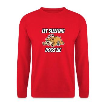 Let Sleeping Dogs Lie – lustige Idiom-Zeichentrickserie - Unisex Pullover - Rot - Vorne - Alina (178cm) & Michal (187cm)