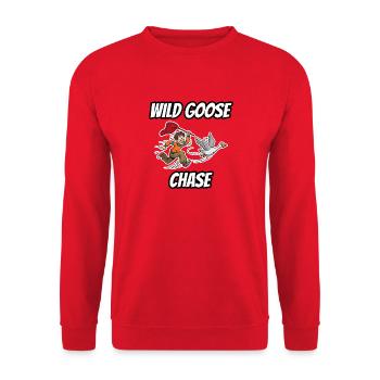 Wild Goose Chase – Lustige, wörtliche Idiom-Zeichentrickserie - Unisex Pullover - Rot - Vorne - Alina (178cm) & Michal (187cm)