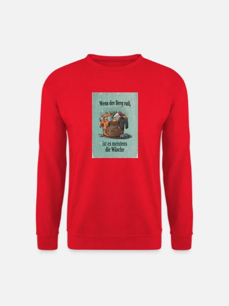 Wenn der Berg ruft – Lustiger Wäscheberg Spruch - Unisex Pullover - Rot