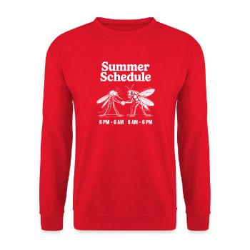 Mücke Fliege Summer Schedule Mückenstich Mücken - Unisex Pullover - Rot - Vorne - Alina (178cm) & Michal (187cm)