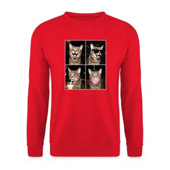 Katzen Graue Tabby Katze - Unisex Pullover - Rot - Vorne - Alina (178cm) & Michal (187cm)