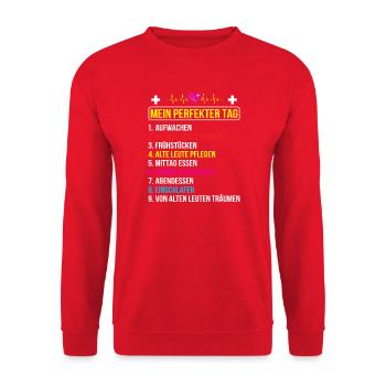 Altenpflege Pfleger Pflegepersonal Pflegekraft - Unisex Pullover - Rot - Vorne - Alina (178cm) & Michal (187cm)
