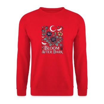 Bloom After Dark Halloween Garten - Unisex Pullover - Rot - Vorne - Alina (178cm) & Michal (187cm)