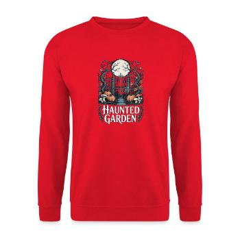 Haunted Garden Halloween Garten - Unisex Pullover - Rot - Vorne - Alina (178cm) & Michal (187cm)