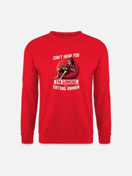 Funny Gaming and Ramen Gamer Skeleton - Unisex Pullover - Rot