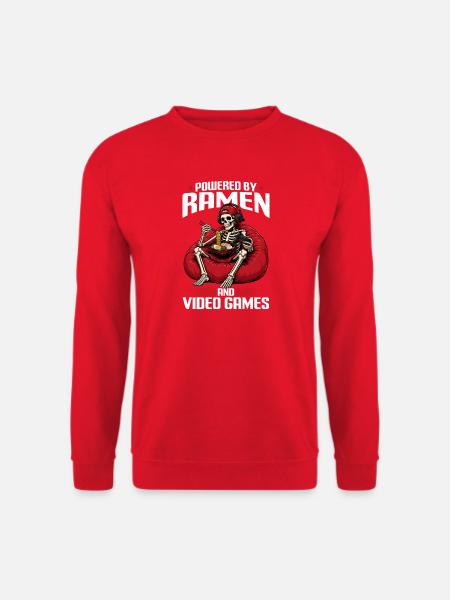 Funny Gaming and Ramen Gamer Skeleton - Unisex Pullover - Rot