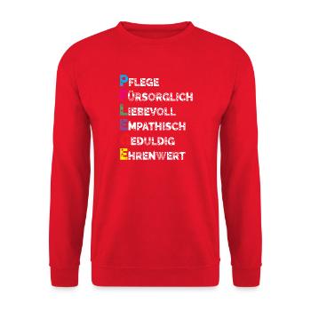 Altenpflege Pfleger Pflegepersonal Pflegekraft - Unisex Pullover - Rot - Vorne - Alina (178cm) & Michal (187cm)