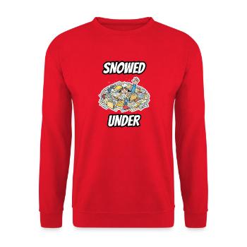 Snowed Under – Lustige, wörtliche Idiom-Zeichentrickserie - Unisex Pullover - Rot - Vorne - Alina (178cm) & Michal (187cm)
