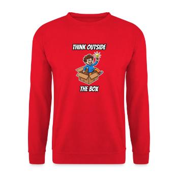 Think Out the Box – lustige Idiom-Zeichentrickserie - Unisex Pullover - Rot - Vorne - Alina (178cm) & Michal (187cm)