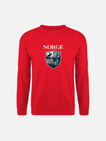Norwegen Wappen Elch Wikinger Schiff Nordlichter - Unisex Pullover - Rot