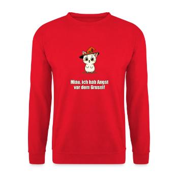 Gruseliges Kätzchen – Halloween-Humor - Unisex Pullover - Rot - Vorne - Alina (178cm) & Michal (187cm)