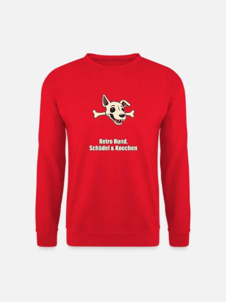 Retro Hund Schädel & Knochen - Unisex Pullover - Rot