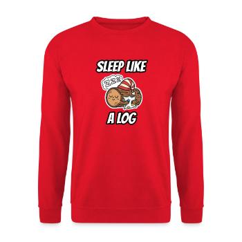 Sleep Like a Log – lustige, wörtliche Idiom-Zeichentrickserie - Unisex Pullover - Rot - Vorne - Alina (178cm) & Michal (187cm)