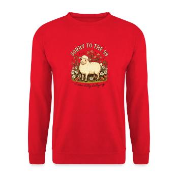 Entschuldigung an die 99 Dilly Dlinging Sheep - Unisex Pullover - Rot - Vorne - Alina (178cm) & Michal (187cm)