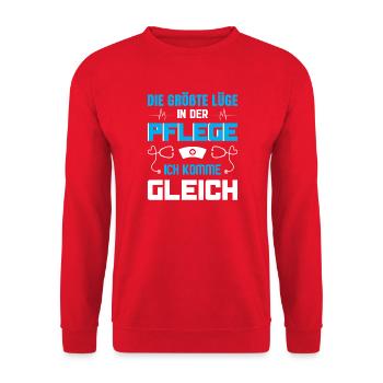 Altenpflege Pfleger Pflegepersonal Pflegekraft - Unisex Pullover - Rot - Vorne - Alina (178cm) & Michal (187cm)